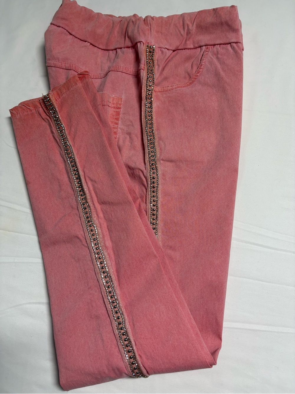 Women’s Pink Jeweled Side-Stripe Jeggings